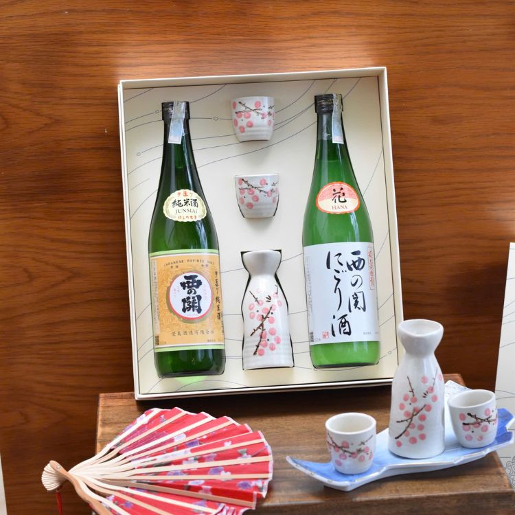 Hộp Quà Rượu Sake Nishino Seki Junmai & Nigori 720ml 15% - 7 Vị Thần