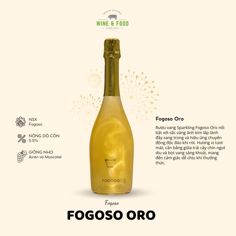 Rượu Vang Sparkling - Fogoso Oro 750ml