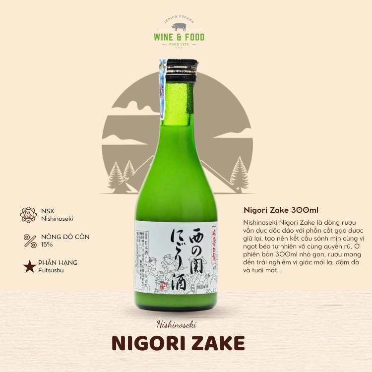 Rượu Sake Nishinoseki Nigori Zake 70 Futsushu 300ml 15%