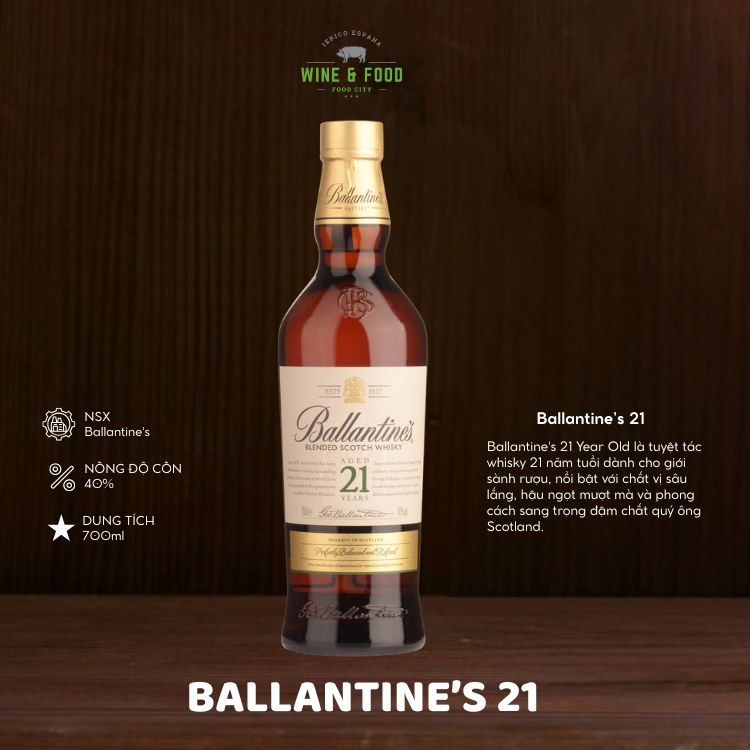 Rượu Ballantines 21 Year Old 700ml 