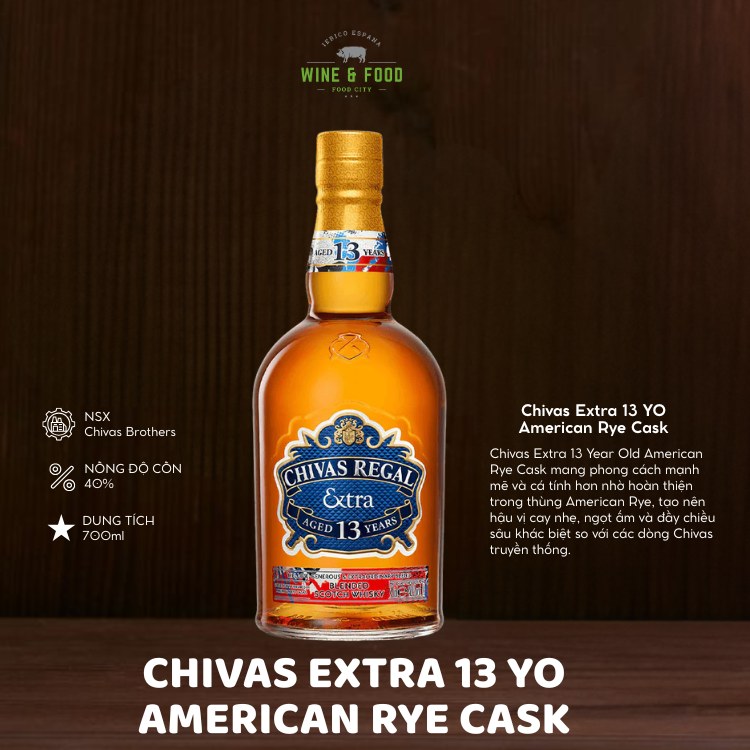 Rượu Chivas Extra 13 YO American Rye Cask 700ml