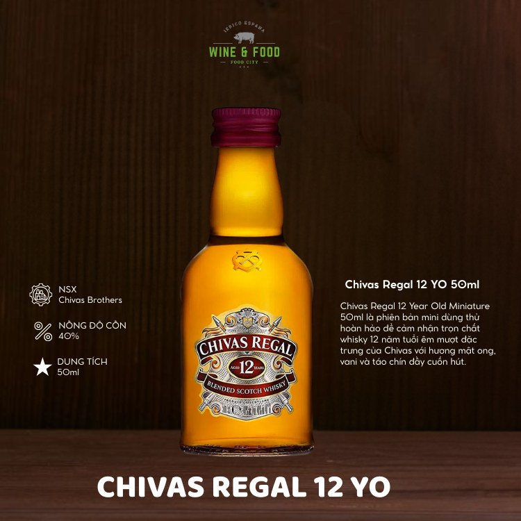 Rượu Chivas Regal 12 YO 50ml bản mini dùng thử