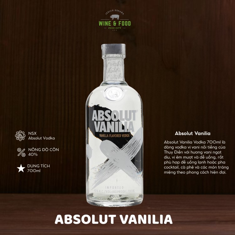 Rượu Absolut Vanilia Vodka 700ml chính hãng
