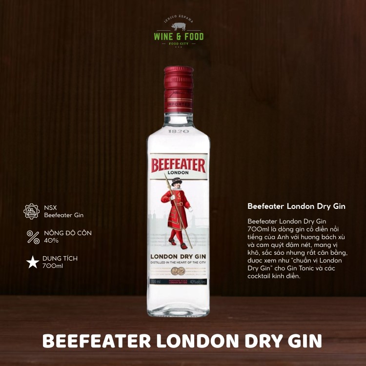 Rượu Beefeater London Dry Gin 700ml CHÍNH HÃNG