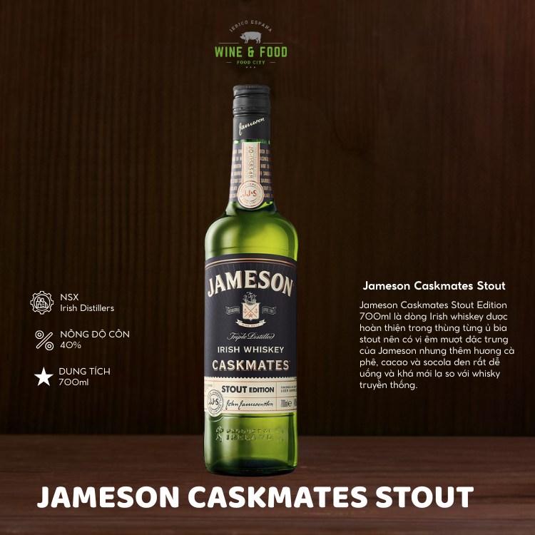 Rượu Jameson Caskmates Stout Edition 700ml