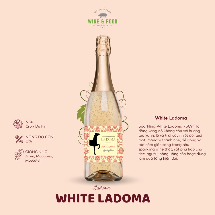Sparkling không cồn White Ladoma 750ml 
