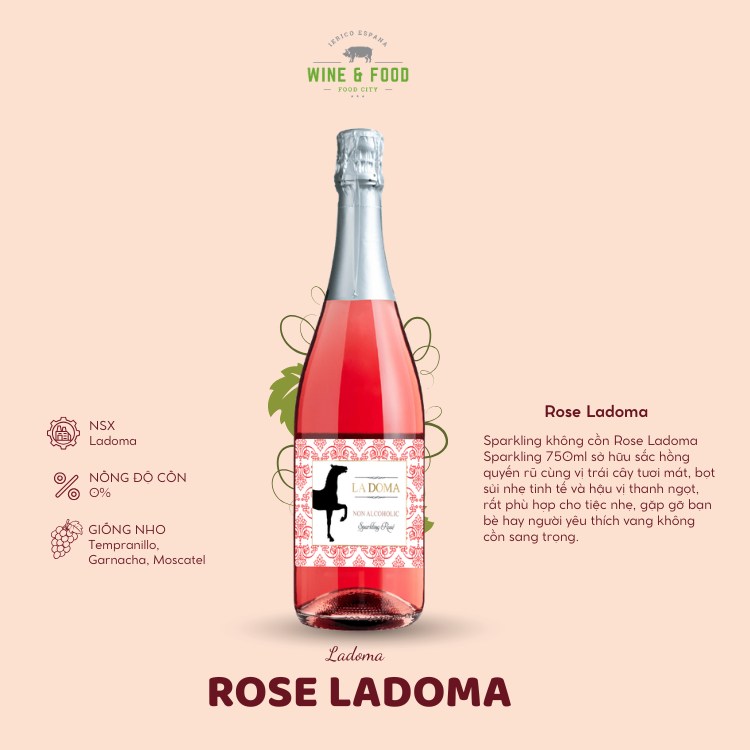 Sparkling không cồn Rose Ladoma 750ml
