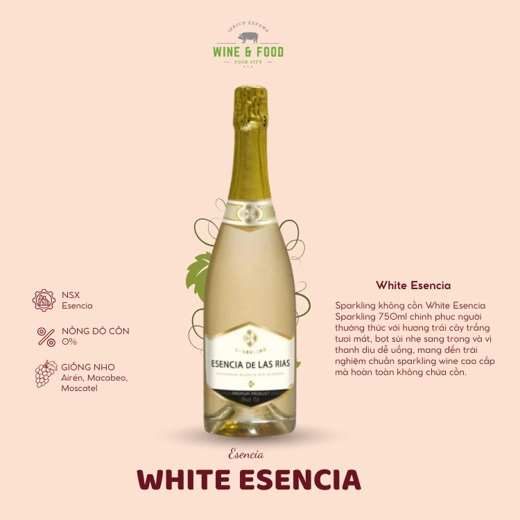 Sparkling không cồn White Esencia 750ml