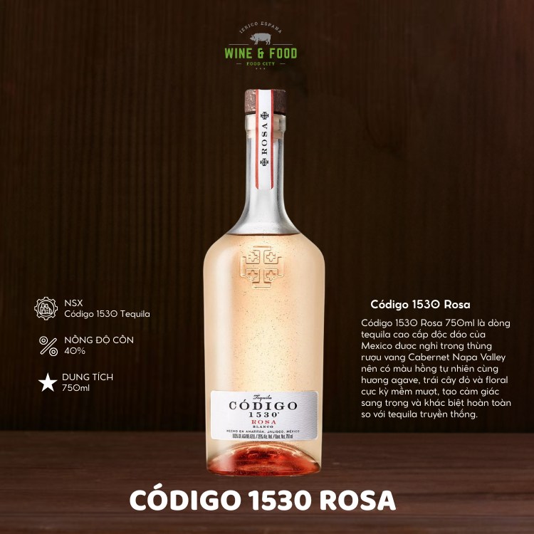 Rượu Tequila Código 1530 Rosa 750ml chính hãng
