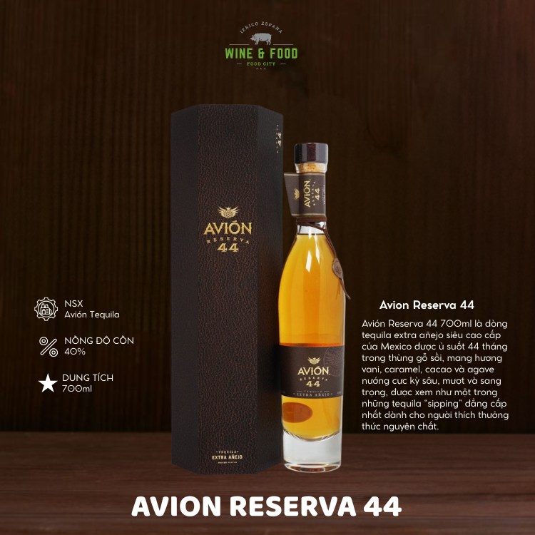 Rượu Tequila Avion Reserva 44 700ml chính hãng