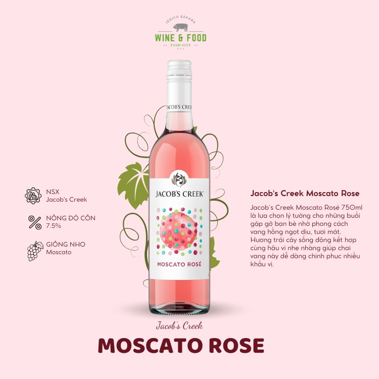 Rượu vang hồng JACOB CREEK MOSCATO ROSE 6X75CL