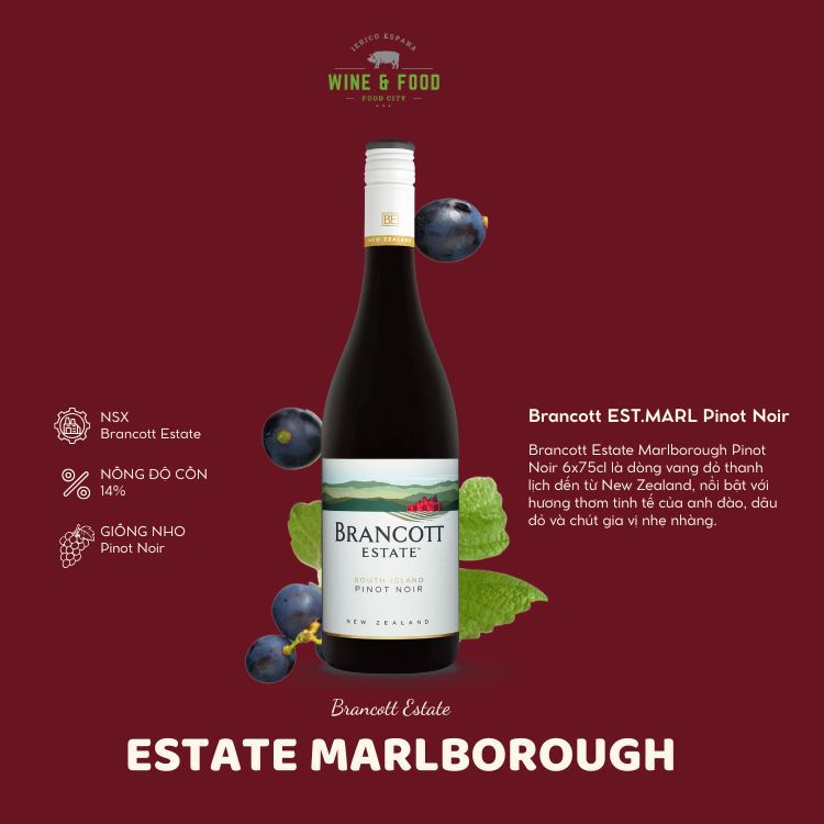 Rượu vang đỏ Brancott EST.MARL Pinot Noir 6X75CL