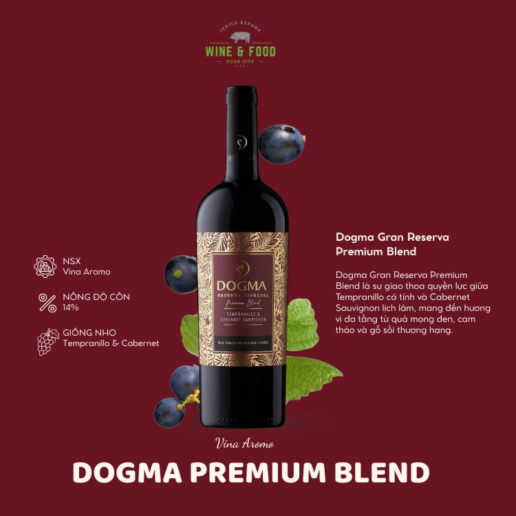 Rượu vang đỏ Dogma Gran Reserva Premium Blend Tempranillo & Cabernet Sauvignon(14%/Vol) (Chile)