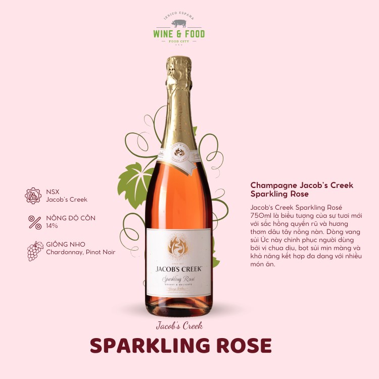 Rượu vang hồng Champagne Jacob Creek Sparkling Rose 750ml