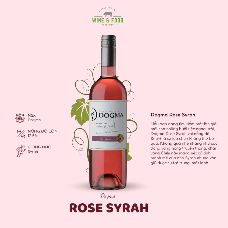 Rượu vang hồng Dogma Rose Syrah (12.5%/Vol) (Chile)
