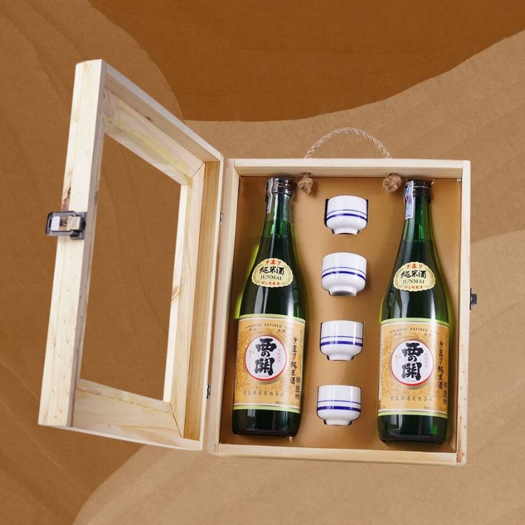 Quà Tết Rượu Sake Junmaishu 720ml - Hộp Quà Gỗ