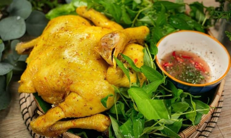 gà hấp lá chanh