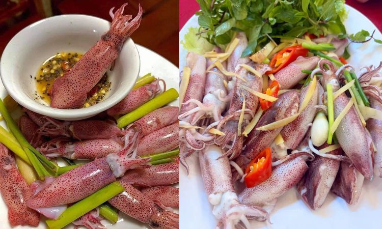 món nhậu với rượu mực hấp gừng