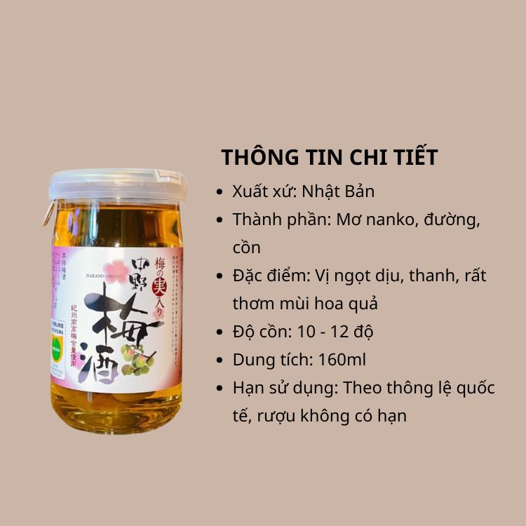 thông tin sản phẩm rượu mơ nakano