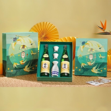 Hộp Quà Rượu Sake Việt - Nhật Nishino Seki Junmaishu HỌA TIẾT HẠC XANH