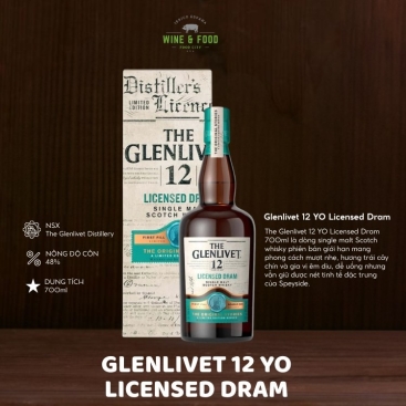 Rượu The Glenlivet 12 YO Licensed Dram 700ml chính hãng