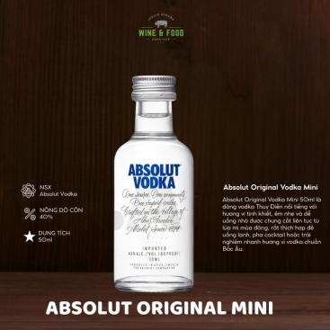 Rượu Absolut Original Vodka Mini 50ml chính hãng