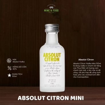 Rượu Absolut Citron Vodka Mini 50ml chính hãng