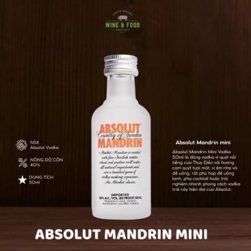 Rượu Absolut Mandrin Mini Vodka 50ml chính hãng