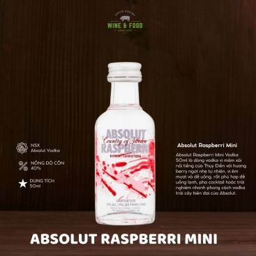 Rượu Absolut Raspberri Mini Vodka 50ml chính hãng