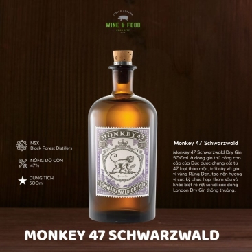 Rượu Monkey 47 Schwarzwald Dry Gin 500ml chính hãng