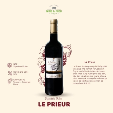 Rượu Vang Đỏ Le Prieur Nho: Tannat - Cabernet Franc (Pháp)