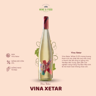 Rượu vang trắng Vina Xetar 0.0%.  Nho: Verdejo (Tây Ban Nha)