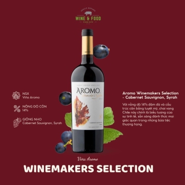 Rượu vang đỏ Aromo Winemakers Selection - Cabernet Sauvignon, Syrah (14.0%/Vol) 750ml (Chile)