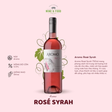 Rượu vang hồng Aromo - Rosé Syrah (13,5%/Vol) 750ml (Chile)