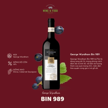 Rượu vang đỏ Úc George Wyndham Bin 989 6X75CL