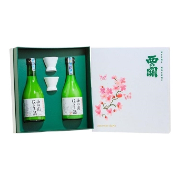Quà Tết Rượu Sake Nishino Seki Nigori Zake 300ml - Hoa Anh Đào 